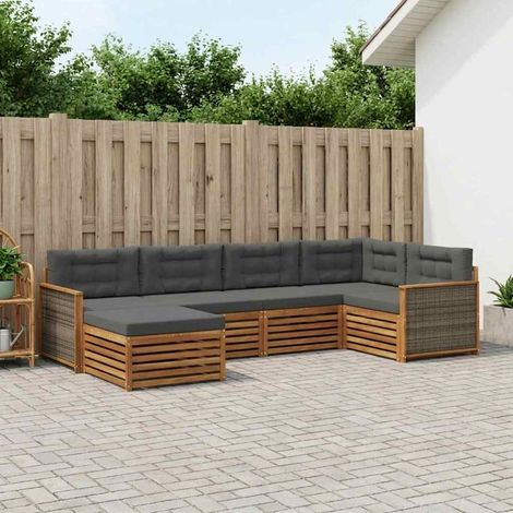 vidaXL Outdoor-Sofagarnitur mit Kissen 6 pcs Natur und Anthrazit (1/5)