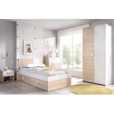 Cama individual 90x190 Natural / Blanco 79x97x196 cm - DINA