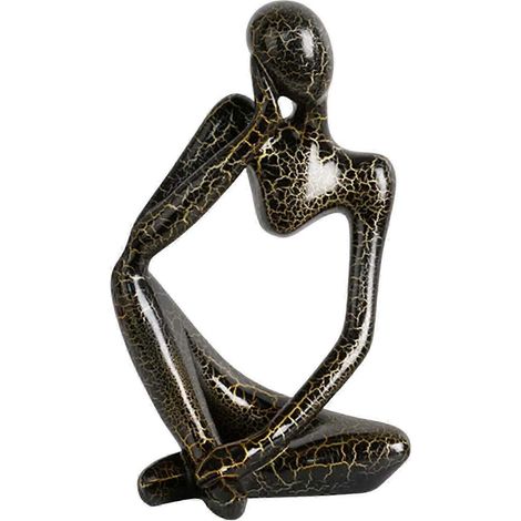 Abstrakte Denker-Statue, Figur, Skulptur für Tisch, Veranda, Regal, Dekoration-Black Left L (1/5)