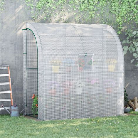 Invernadero adosado para tomates con puerta enrollable y ventanas de malla, 200 x 100 x 215 cm (1/5)