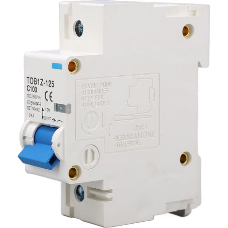 Disjoncteur monophasé 100 A pour installation sur rail DIN 35 mm, protection contre les courts-circuits et les surcharges pour panneaux photovoltaïques, 250 V CC