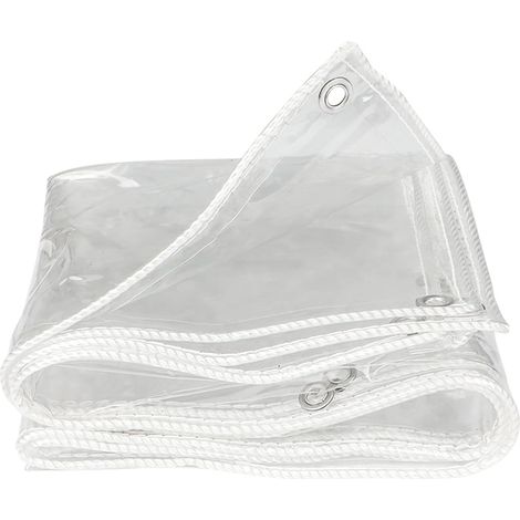 Bâche PVC transparente épaisse imperméable DHXYZM avec œillets, 5x6m, pour extérieur balcon camping pêche jardin, protection pluie et intempéries (1/5)
