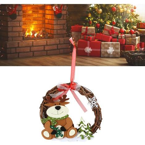 Weihnachtsdekorationen, Kränze, Haustürdekorationen, Weihnachtsschmuck, Rattan-Weihnachtskränze, Weihnachtstürdekorationen, Hirschdekorationen. (1/5)