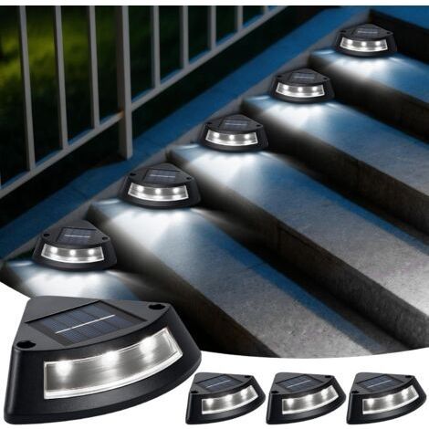 Solar Lights Outdoor Stairs, Set of 4 IP65 Waterproof Solar Lights Outdoor Garden, LED White Stair Lighting Light for Garden Pathway Patios Floor Terrace Steps Christmas (1/5)