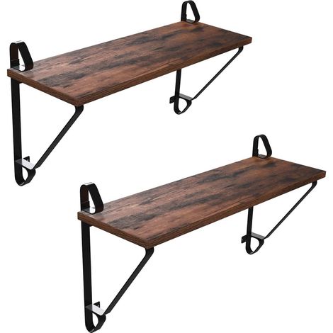 Vasagle – Étagères murales flottantes en MDF et acier – Lot de 2 – Charge max. 15 kg – Dimensions 60x20x32 cm – Support métallique – LCR01BX (1/5)