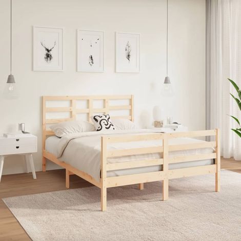 Bed Frame without Mattress Solid Wood 120x190 cm Small Double vidaXL (1/5)