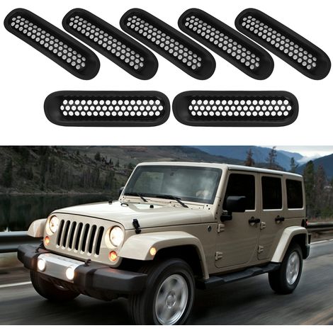 7-teiliges Set zum Aufclipsen von Frontgrill-Einsätzen aus Mesh, passend für Jeep JK Wrangler 2007-2015 (1/5)