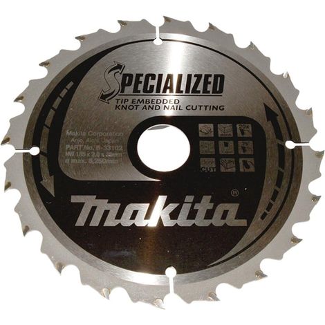 MAKITA B-33102 185mm x 30mm Bore 20 Tooth Knot & Nail Saw Blade For DRS780Z
