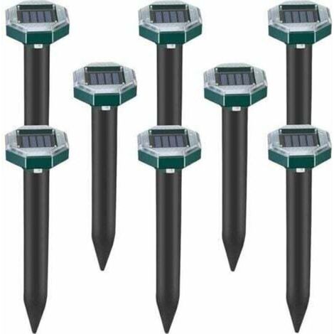 Lot de 8 pics repulsifs a ultrasons pour taupes. serpents et campagnols a energie solaire pour pelouse. jardin et cour. repulsif a sardines INHHUB (1/4)