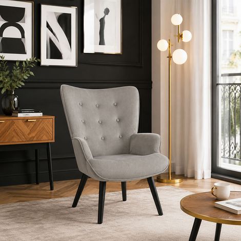 Fauteuil - HOME DECO FACTORY - GIULIA - Élégant - Confortable - Gris