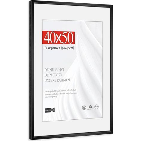 Bilderrahmen 40x50cm Passepartout 30x40cm Alu Schwarz 40x50cm 1x (1/5)