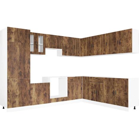 Maison Exclusive - Mueble cocina Porto roble ahumado 14 pzas made