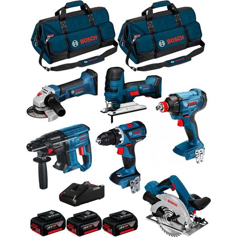 Bosch professional bosch kit 18v bk602bag (gdx 18v-180+gbh 18v-21+gks 18v-57+gst 18v-li s+gws 18-125v-li+gsr 18v-60 c+3 x 5,0ah+gal18v-40+2 borse) 8435587915959 (1/5)