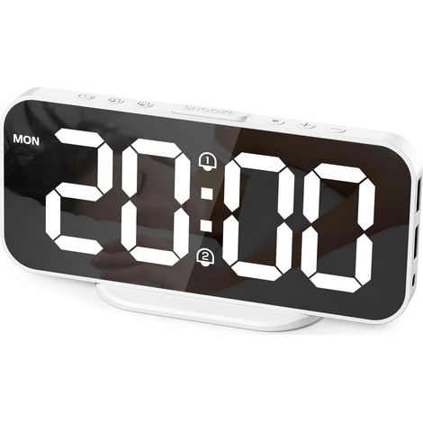 Digitaler Wecker, batteriebetrieben, kleiner digitaler Wecker mit Licht, intelligenter Wecker mit Temperaturanzeige, Datumsanzeige und lautem Signalton, für Nickerchen, Reisen, Schlafzimmer (2 AAA-Bat (1/5)