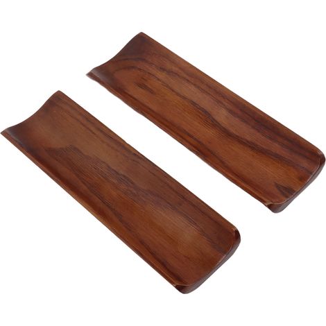Lot de 2 assiettes à sushi rectangulaires allongées en bois, style japonais, 18,3 x 5,3 cm, idéales pour servir des crackers, des fêtes ou à la maison. (1/5)