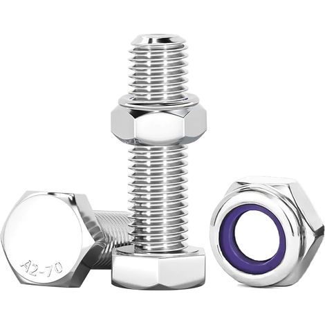 10-teiliges Sechskantschrauben-Set (M10 x 30 mm) mit Muttern, verschiedene M10-Edelstahlschrauben (A2 V2A) für Möbel, Autos, Fahrräder, Boote und 3D-Druck (1/5)