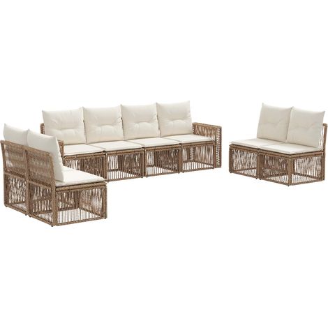 Gartensofa-set 8 pcs Beige und Cremeweiß Poly-Rattan vidaXL