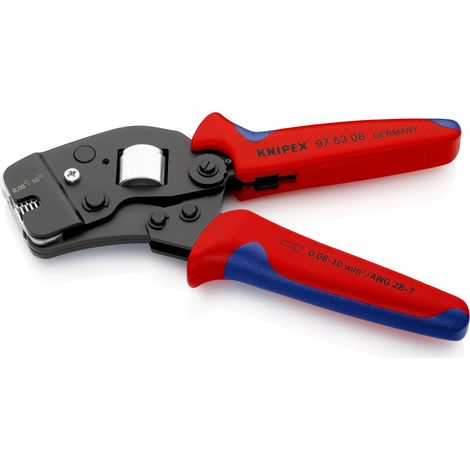 KNIPEX 97 53 08 Pinza per terminali a bussola, con regolazione automatica per crimpaggio frontale con manici multicomponente brunita 190 mm