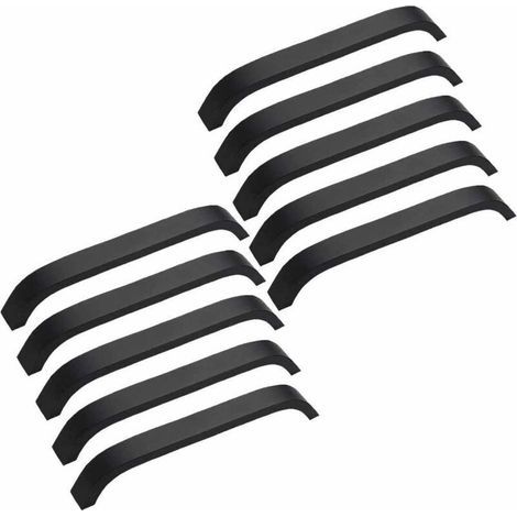 Lot de 10 Poignées Noir de Meubles Moderne 160mm Poignées pour Porte Placard Armoire avec Vis (1/5)