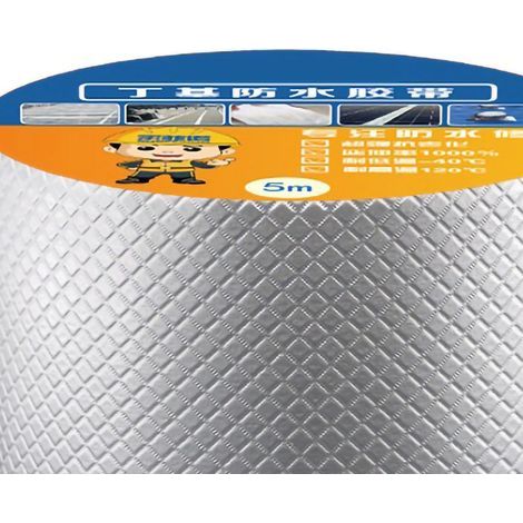 Wasserdichtes Aluminium-Butyl-Dichtungsband 5 cm x 5 m für Reparaturen und Fugen (1/5)