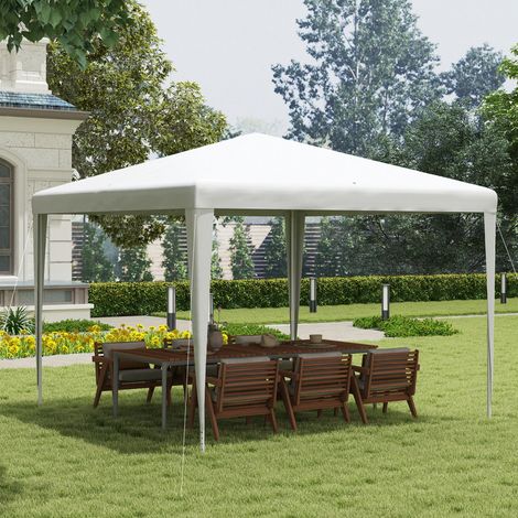 Gazebo extérieur jardin Blanc 3x3 m 4 trous drainage tube acier