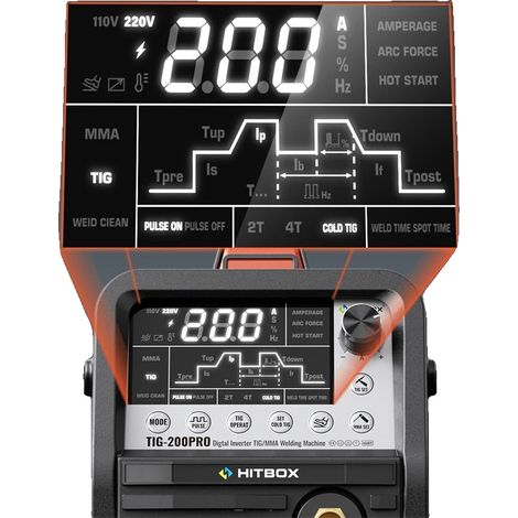 Soudeur TIG, fonctionnalité 6 en 1, affichage LED, TIG200PRO, 220-240v (1/5)