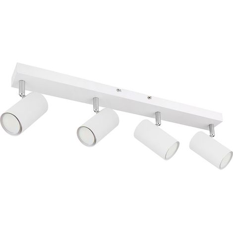 Deckenlampe Spot 4 flammig Deckenstrahler weiß Deckenleuchte Wohnzimmer mit schwenkbaren Spots, Metall, 4x GU10, LxBxH 56x6x12