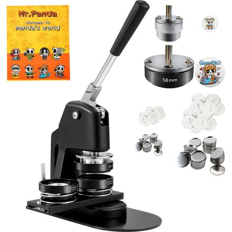 Buttonmaschine für verschiedene Formate (1 und 2,25 Zoll), Button-Press-Set, Bastelset für Kinder, mit 500 Teilen und Kreisschneider (1/5)