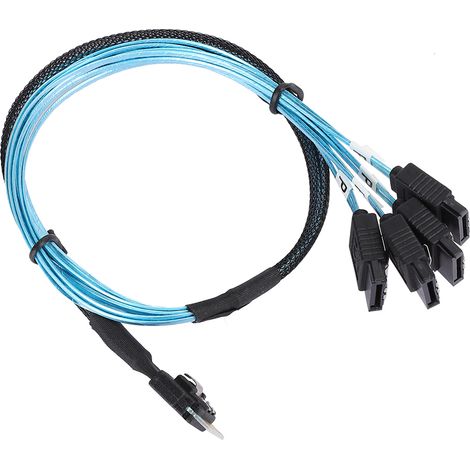 Câble de transmission de données serveur MINI SAS 38 broches SFF-8654 vers 4 x SATA (12 Gbit/s)