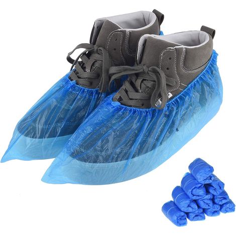100er-Packung (50 Paar) Einweg-Überschuhe, umweltfreundlich und praktisch, recycelbar, wasserdicht und rutschfest, Einheitsgröße, strapazierfähiges CPE-Material, blau, schützt Ihre Schuhe.