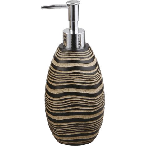 Optima Dispenser di sapone in poliresina Optima Soreta, stile legno, marrone (SOR99)