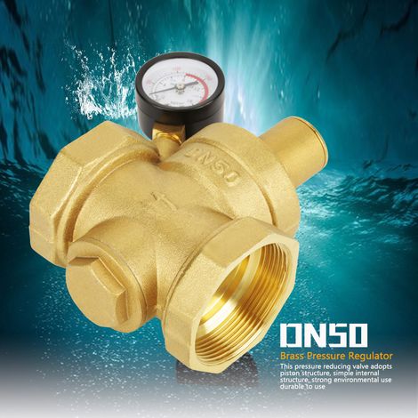 Réducteur de pression d'eau en laiton DN50, vanne avec manomètre réglable et débit optimisé (1/5)