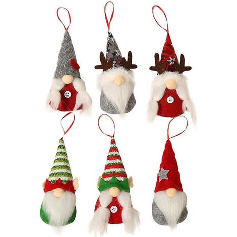Lot de 6 poupées de Noël sans visage, adorables poupées en peluche de Noël (couleurs assorties)-17X7X5CM (1/3)