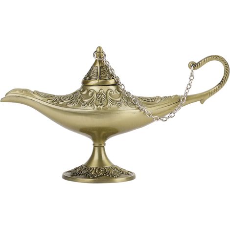Seltene Retro-Aladdin-Wunderlampe, leuchtender Dschinn, bronzener Wunschtopf, Vintage-Sammlung (1/5)