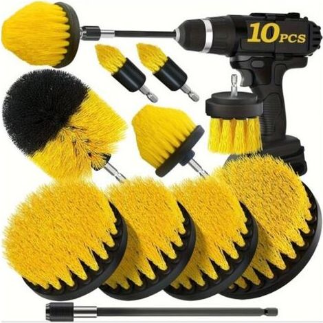 10-Pack spazzola di pulizia per il drill – i Peli in nylon-mi-hard – efficace per la Pulizia delle fughe, piastrelle, moquette e cerchi (1/5)