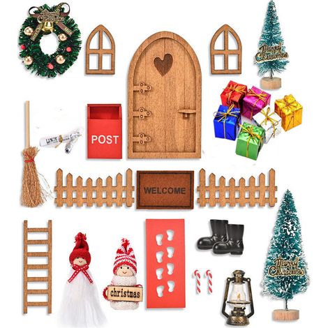 Maison En Bois De Noël Avec Éclairage LED - Décoration Festive Pour Intérieur Et Extérieur - Ensemble Complet Avec Boîte Aux Lettres Miniature Et Accessoires - 1 Pièce (1/5)