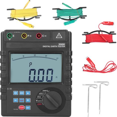 Testeur de terre numérique ETCR3000, mesure de résistance 0,01Ω-2000Ω, ohmmètre de mise à la terre haute précision, appareil de contrôle et de mesure portable (1/5)
