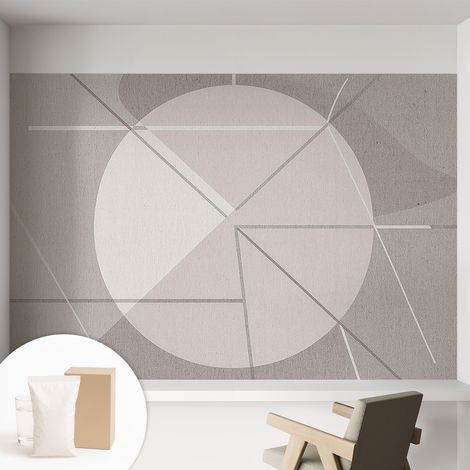 Papier peint intissé décoratif avec colle pour salon chambre et bureau Installation rapide Géométrie abstraite 152x104 cm (1/5)