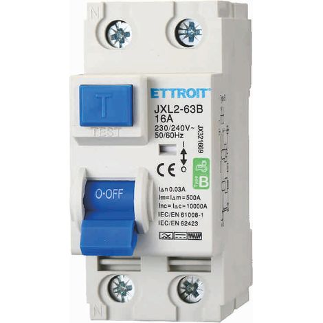 ETTROIT JX321669 Reiner Differential-Leistungsschalter 2P 16A 30mA CURVE B 6KA AC/DC 220V
