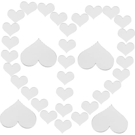 100 Pièces Stickers Miroirs Coeur Acrylique Argenté Autocollants Muraux Décoratifs DIY pour Chambre Salle de Bain Salon Adhésifs Miroirs pour Décoration Murale Moderne (1/5)