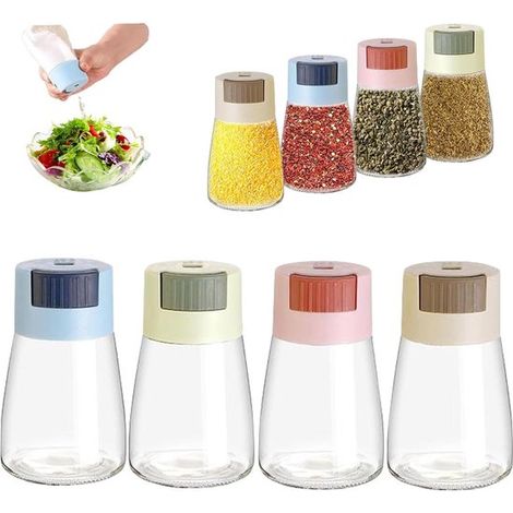 4 saleros y pimenteros, salero de 180 ml con tapa, botes dosificadores precisos para sal, pimienta y especias, para la cocina o un restaurante (1/4)