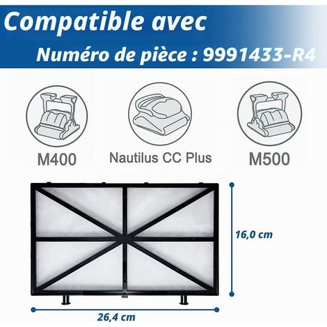 Poweka 9991433-R4 Cartouches de Filtre de Rechange Compatibles avec Dolphin Robot Nettoyeur Piscine M200, M400, M500, Wave 65, Wave 90, Oasis Z5, Nautilus Plus et Nautilus CC Plus (4 Pièces) (1/4)