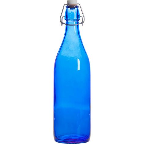 Bormioli Rocco - Bouteille à limonade avec son bouchon mécanique Giara 1 l bleu