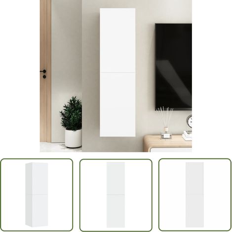 Armoire en bois d'ingénierie - vidaXL Meuble TV Blanc 30,5x30x110 cm Bois d’ingénierie - Étagères murales (1/5)