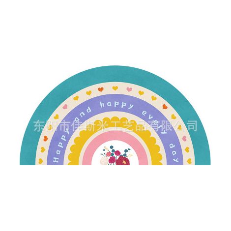 Rainbow Creative Silk Loop Floor Mat, Semi-circular Bathroom Entrance Mat, Cuttable, Non-slip, Stain-resistant, Eco-friendly - Green - 80120cm