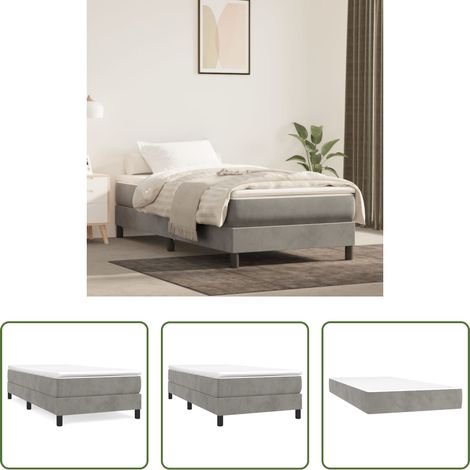 Matratze - Boxspringbett mit Matratze Hellgrau 90x200 cm Samt (1/5)