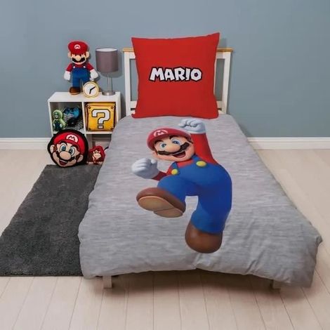 Parure de lit réversible - MARIO BROS - Mario et Luigi - Microfibre - 1 housse de couette 140 x 200 cm + 1 taie d'oreiller 63 x 63 cm (1/5)