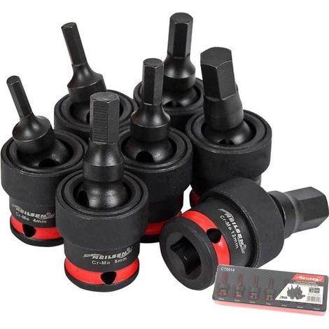 Neilsen Universal Swivel Impact Hex Bit UJ Driver Socket Set 3/8" 4mm - 12mm 7pc