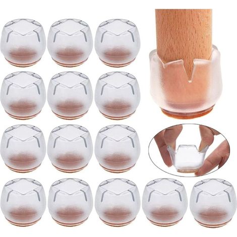 16 Pièces Protection Pied de Chaise, 21-25mm Rond Tampon Chaise, Protege Pied de Chaise Silicone pour Protéger Le Sol des Rayures et du Bruit, Embout Pied de Chaise (1/4)