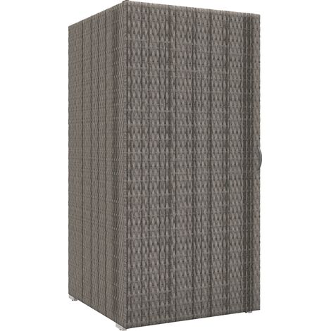 Armoire jardin rotin PE 2 compartiments 60x63x120 cm meuble rangement extérieur gris balcon terrasse jardin organisation